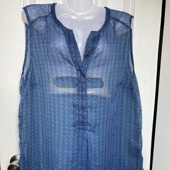 Sears Sheer button down sleeveless top size Large (12-14) - Picture 1 of 5
